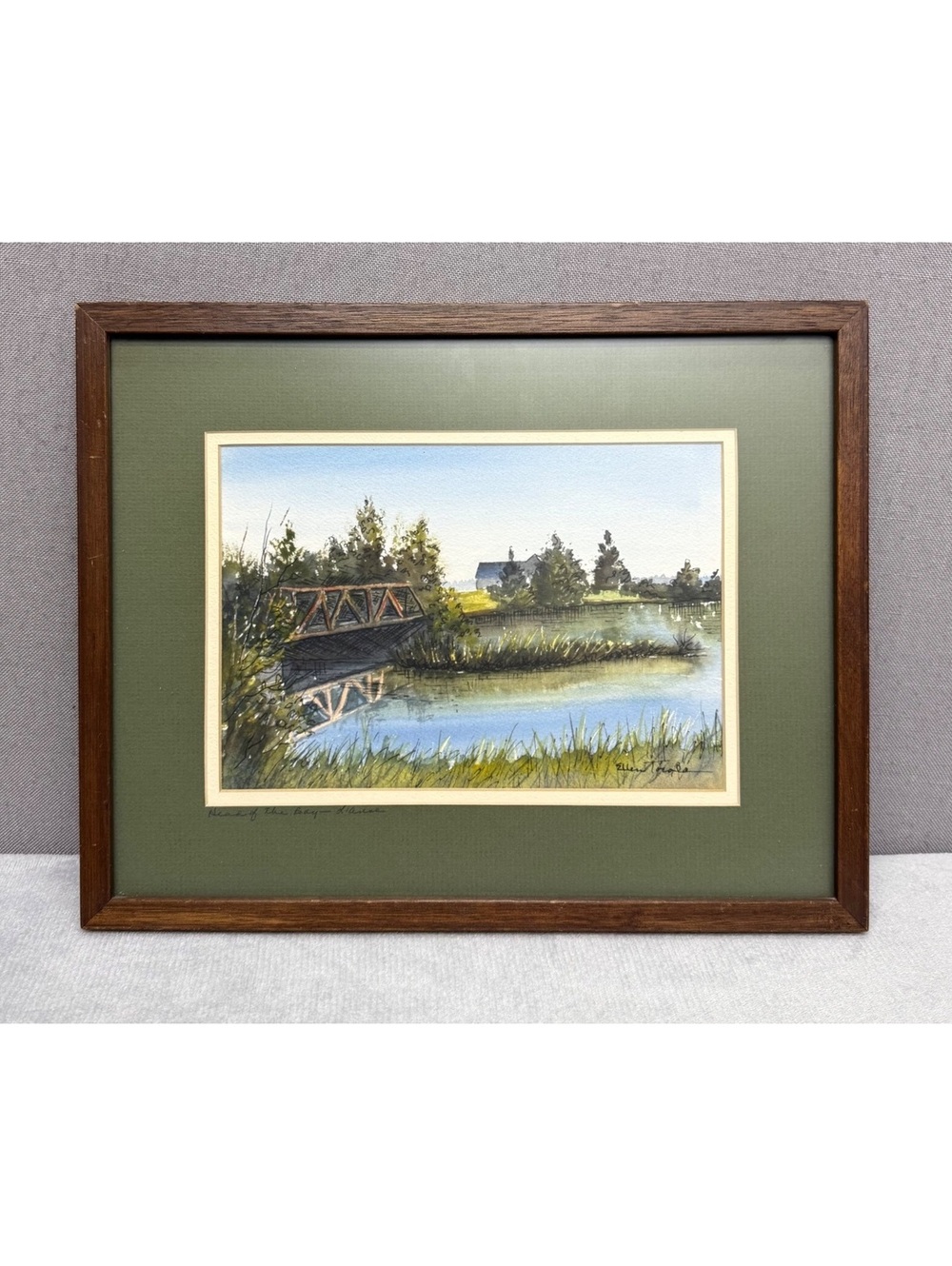 Ellen Torola Original Watercolor Painting Head of the Bay L'Anse MI Framed Art
